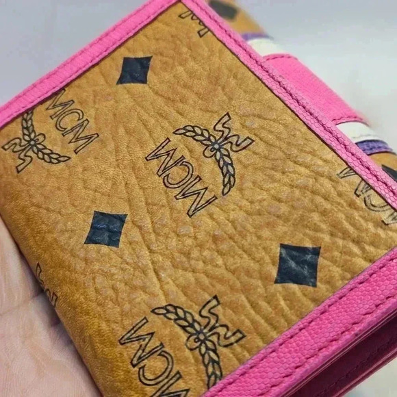 MCM Pink and Purple Leather Wallet with Gold Accents - Picture 6 of 13